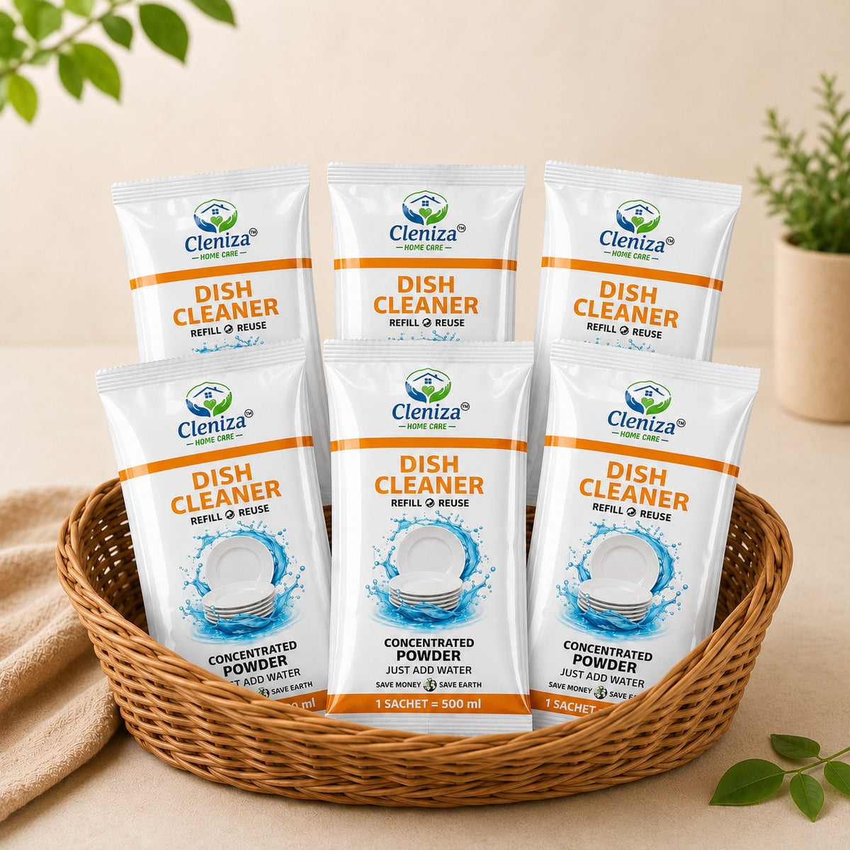 Grease-Cutting Dishwash Liquid Refill Sachets | Cleniza