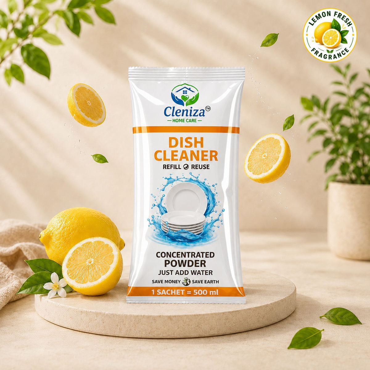 Grease-Cutting Dishwash Liquid Refill Sachets | Cleniza