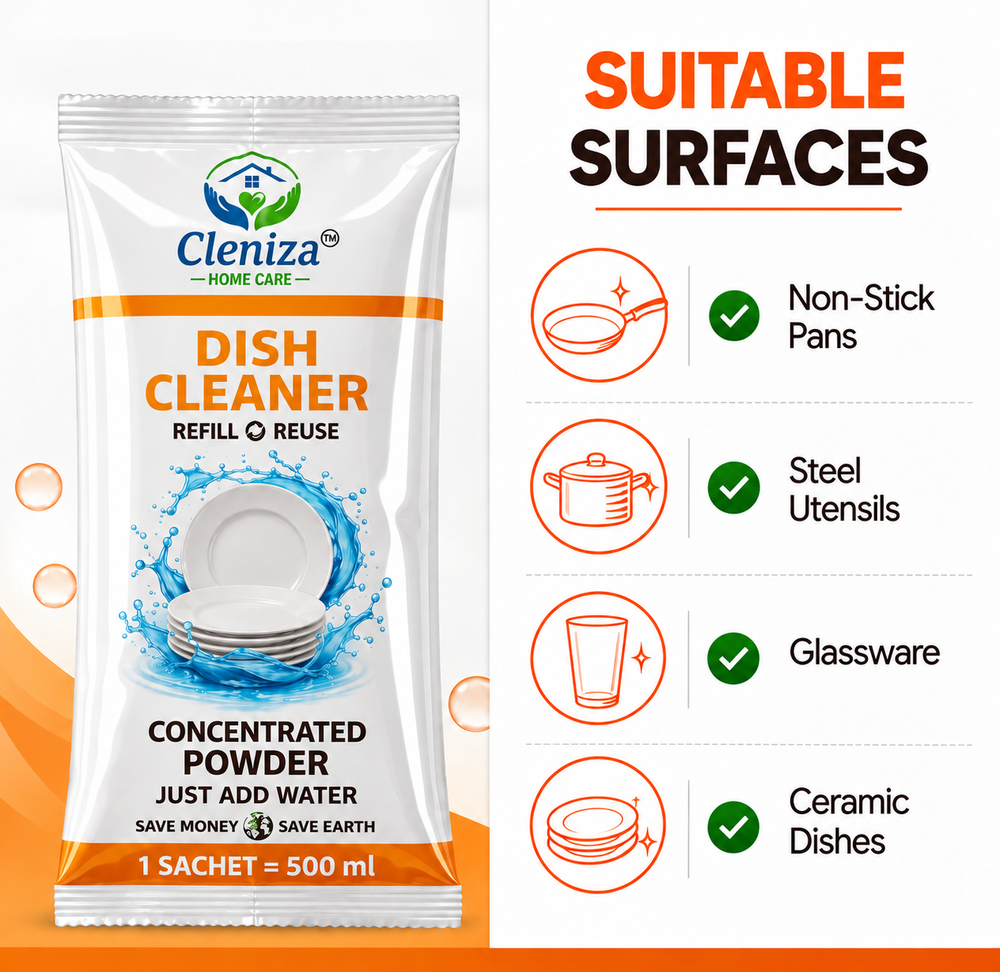Grease-Cutting Dishwash Liquid Refill Sachets | Cleniza