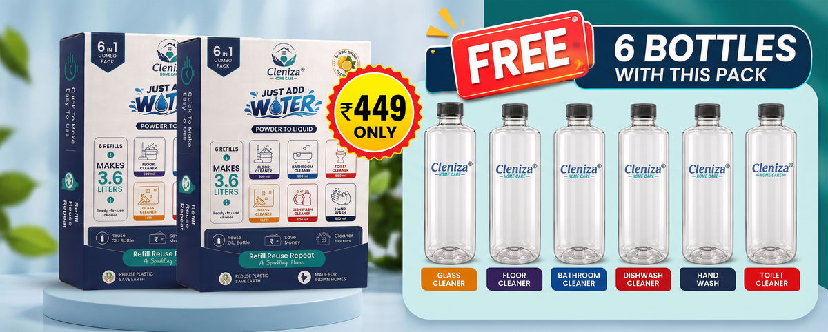 6-in-1 Home Cleaning Combo | 12 Pack Refill | Cleniza with 6 free bottles  