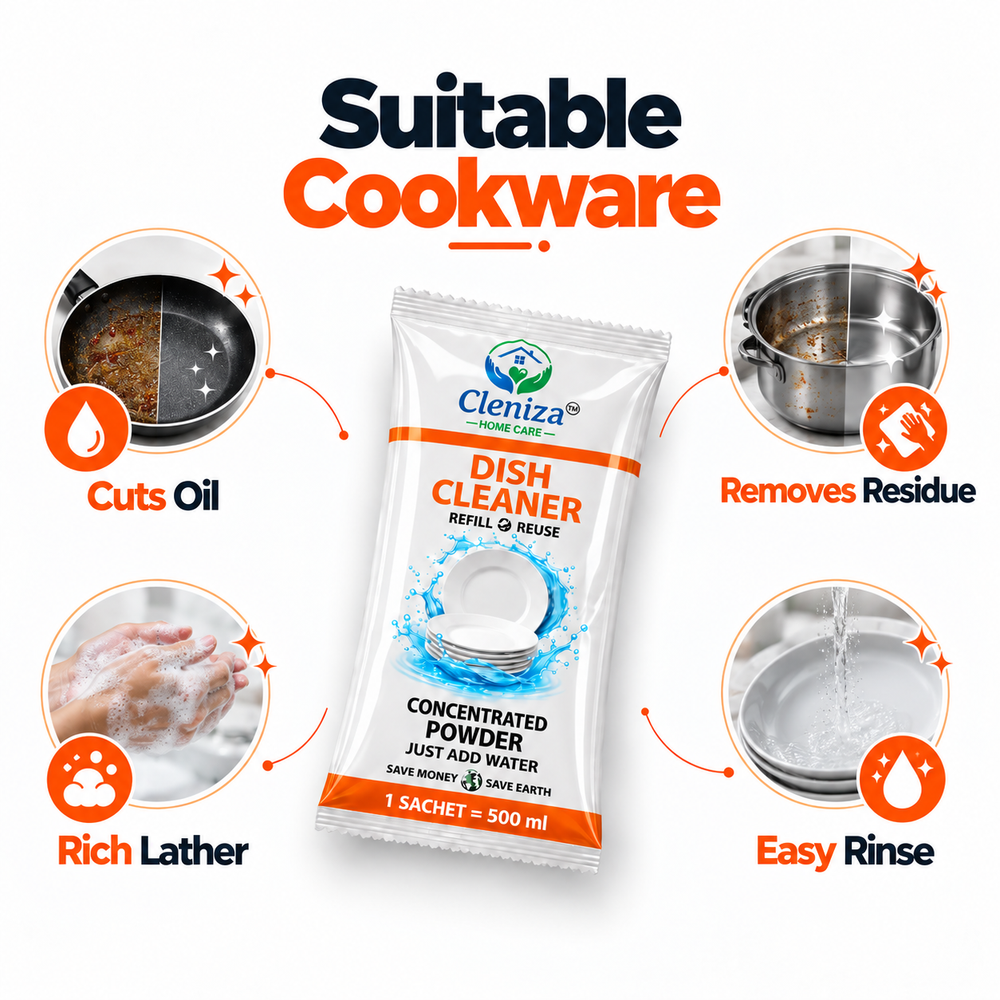 Grease-Cutting Dishwash Liquid Refill Sachets | Cleniza