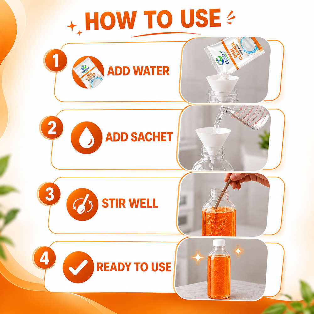 how to use - Grease-Cutting Dishwash Liquid Refill Sachets | Cleniza
